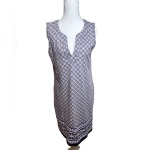 Lands End Purple and White Cotton Poplin Dress - beach - coverup.